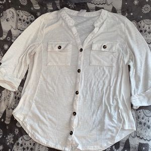 White button down shirt with half sleeves